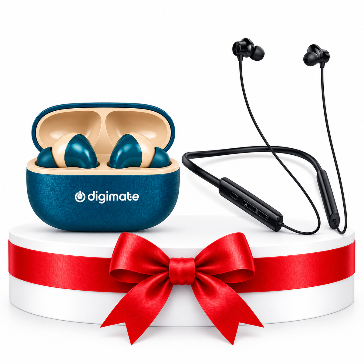 Digimate Daily Communication Kit | Humsafaar Neckband + Float TWS Earbuds | 250H Combined Playtime | Bluetooth 5.3 & 5.4 | Type-C Fast Charging | IPX4 | HD Calling