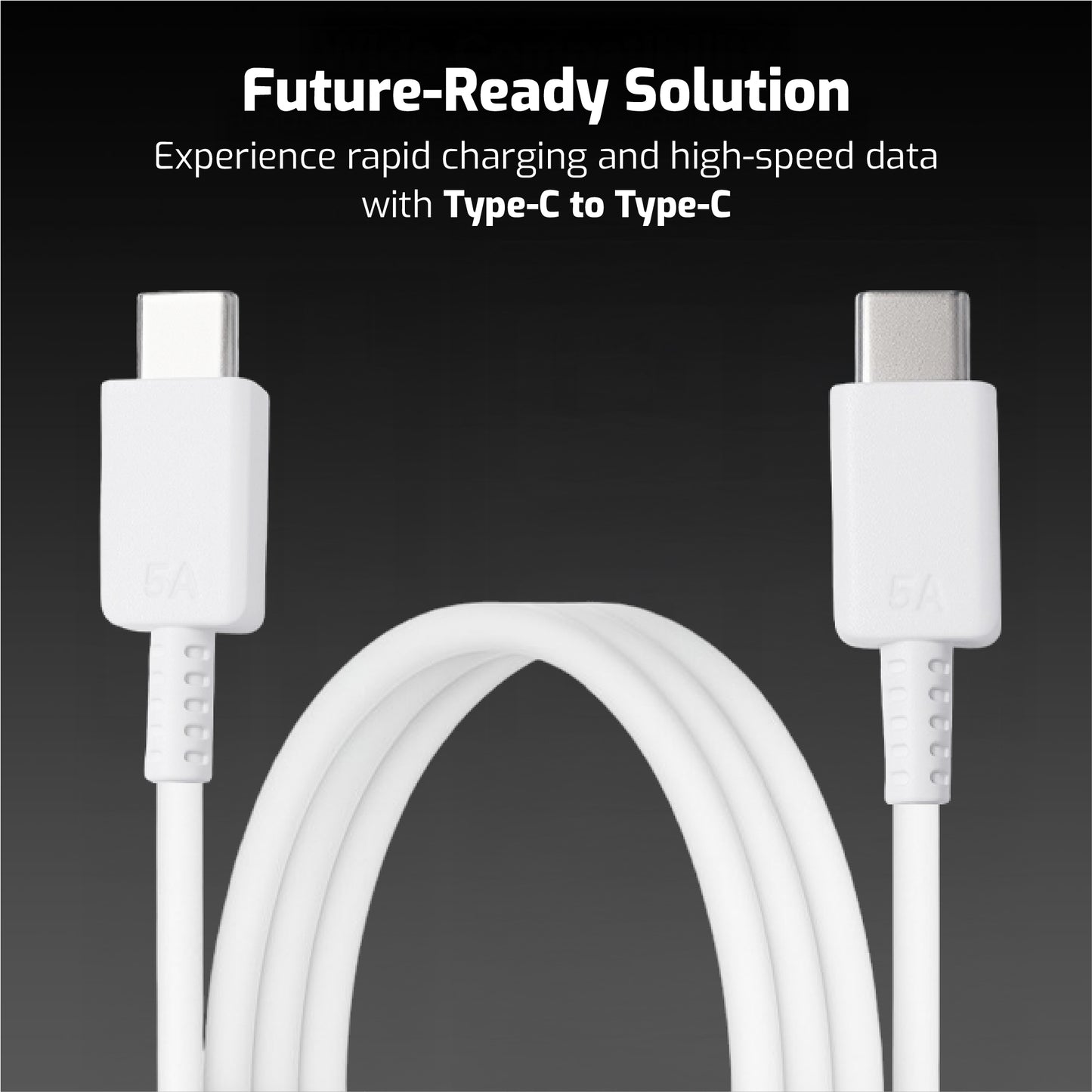 Digimate Type-C to Type-C Super Fast Charging Data Cable, 5A, 65W Support, TPE Material, White