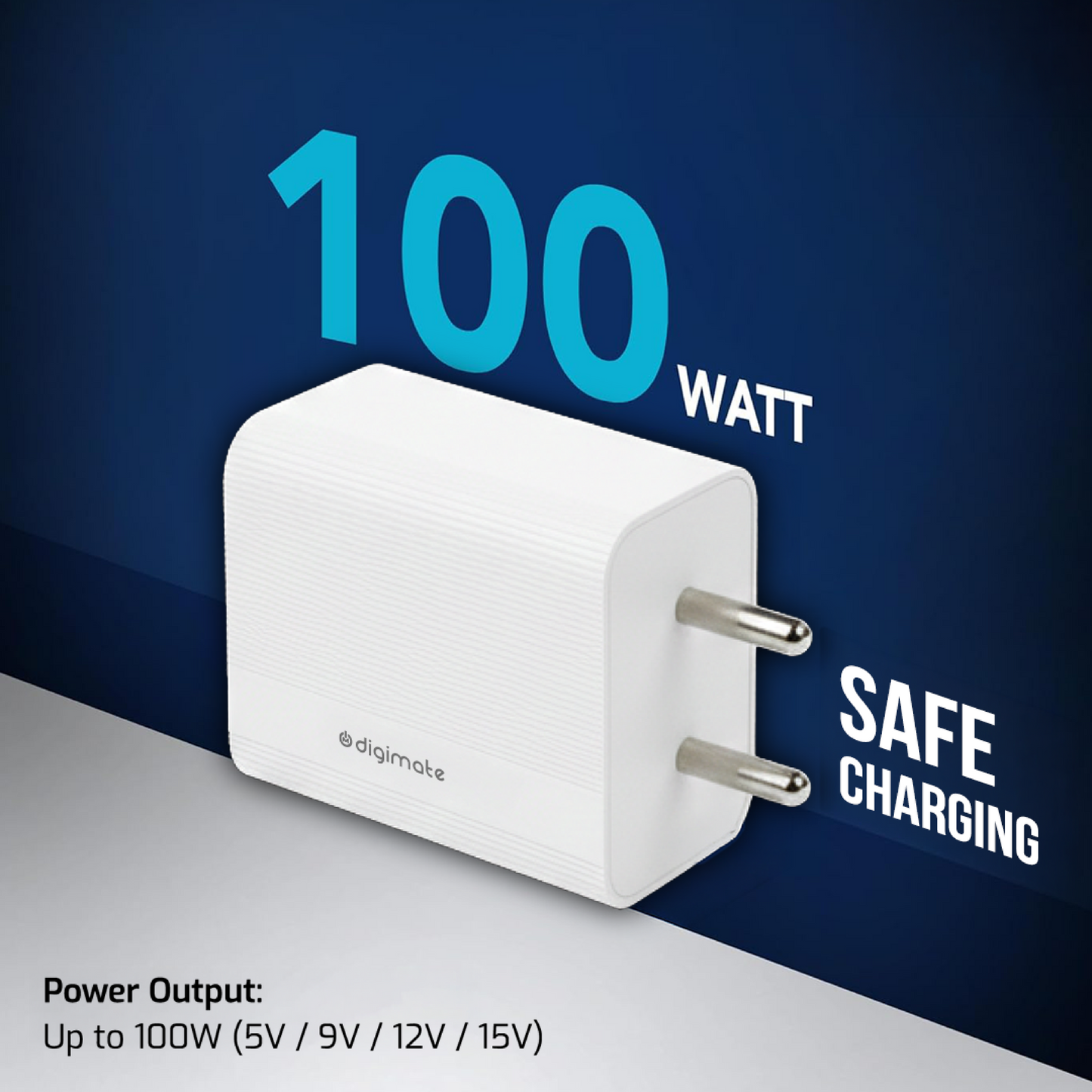 Digimate Voltedge 100W Super Vooc Dash Charger With 1.5 Meter USB to Type C Cable (DG-VOLT-100, White)