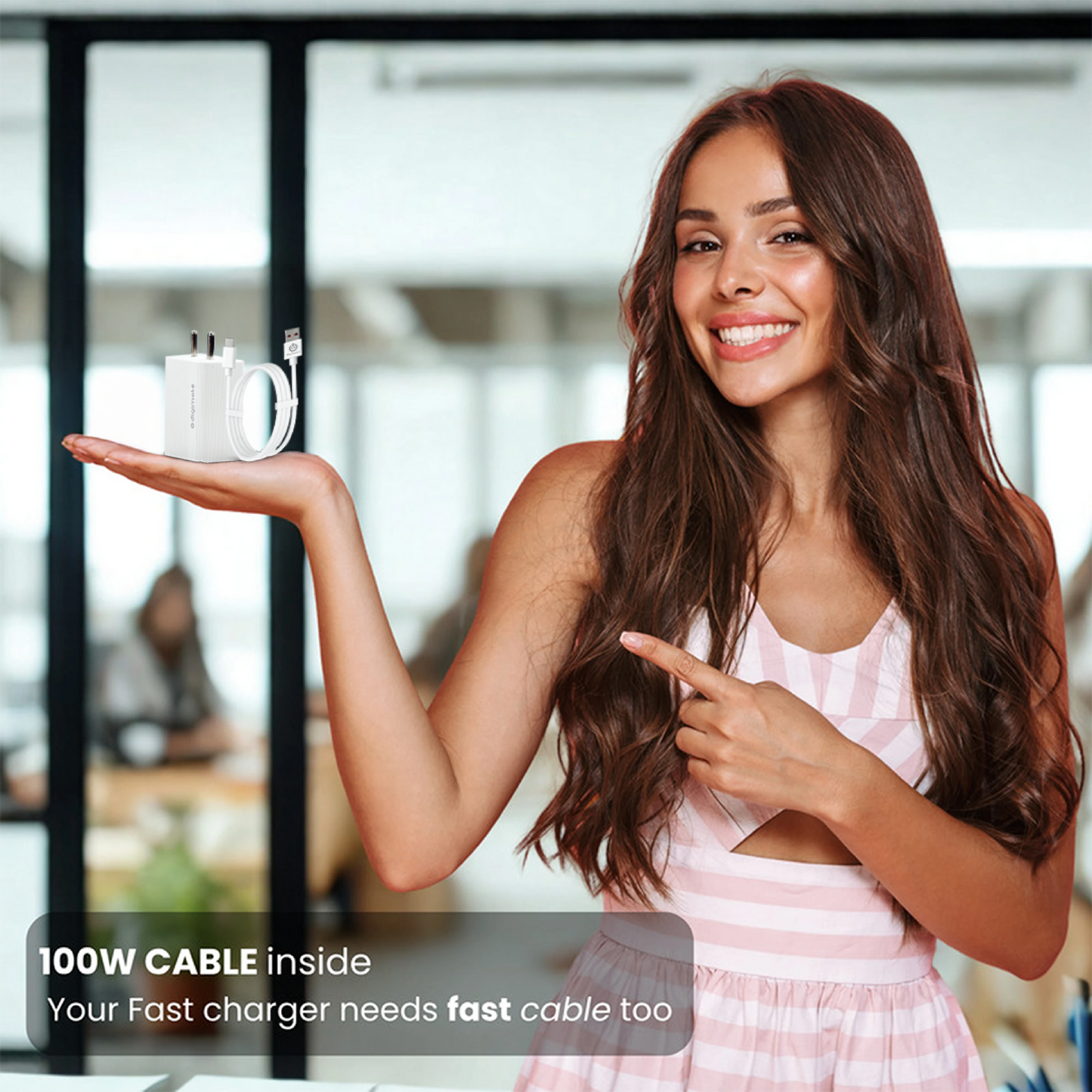 Digimate Voltedge 100W Super Vooc Dash Charger With 1.5 Meter USB to Type C Cable (DG-VOLT-100, White)