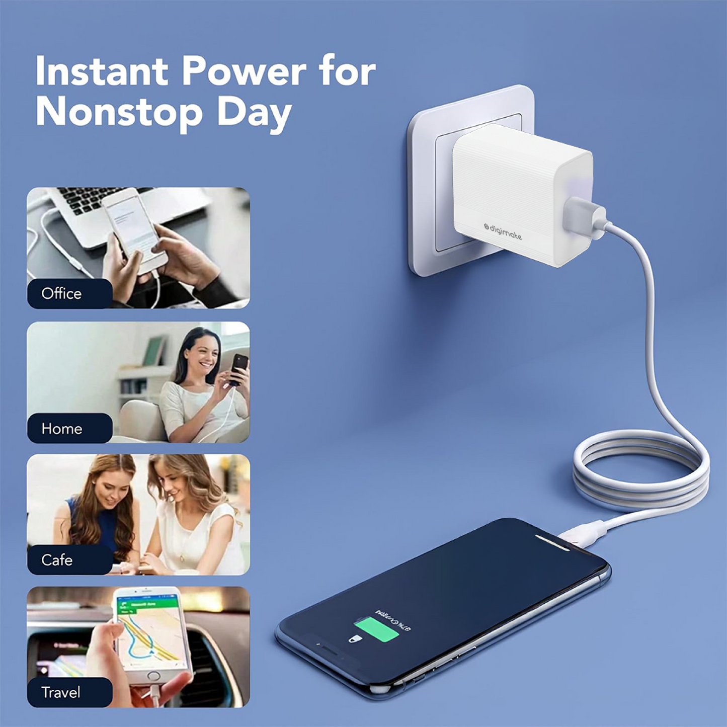Digimate Voltedge 100W Super Vooc Dash Charger With 1.5 Meter USB to Type C Cable (DG-VOLT-100, White)