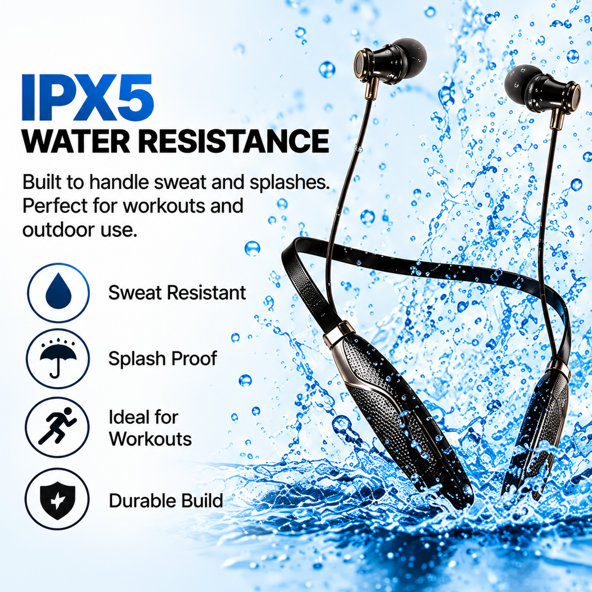 Digimate Waves Wireless Neckband | 100H Playtime | Bluetooth 5.4 | IPX5 Water Resistant | Type-C Fast Charging | Voice Assistant | DG-NB-W-1001