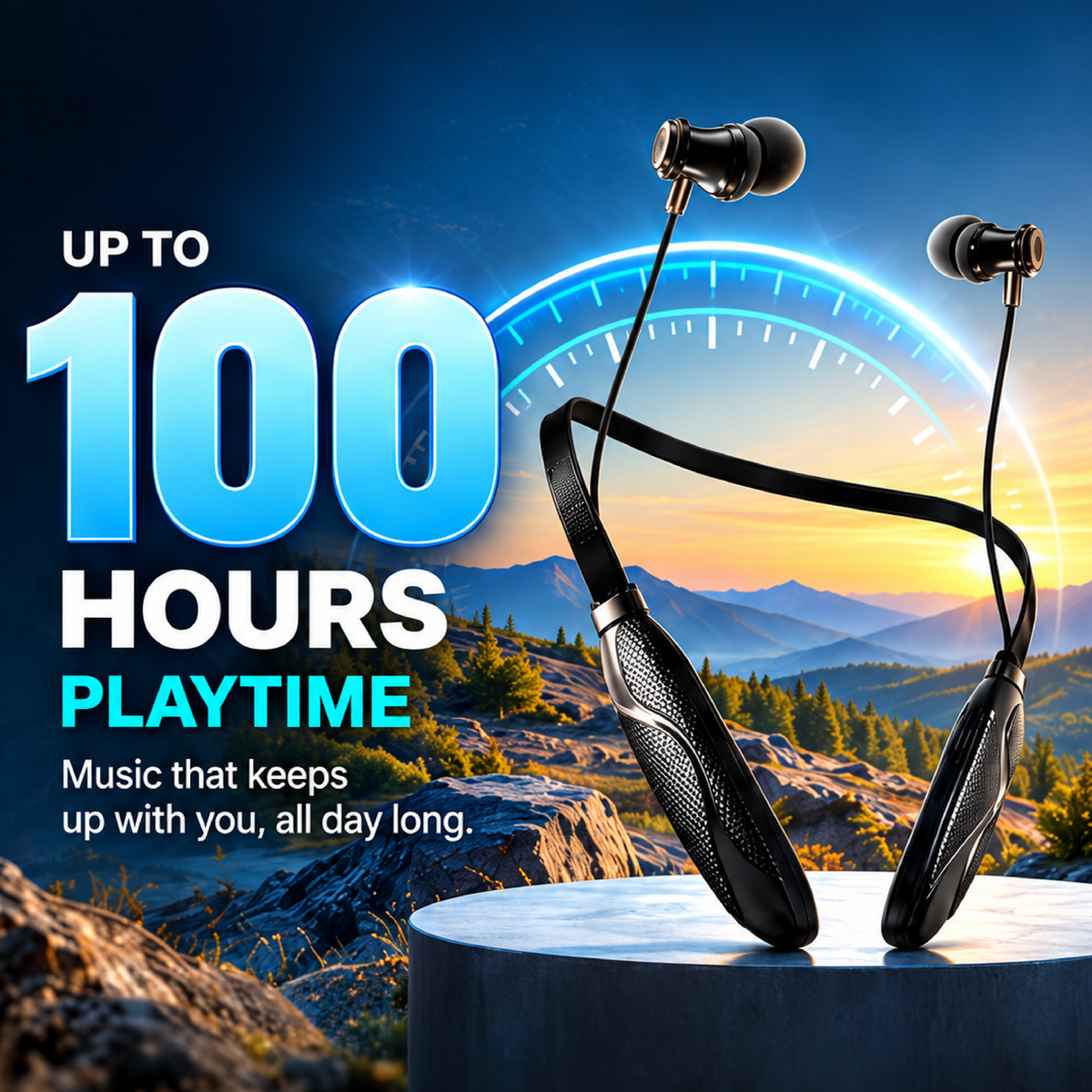 Digimate Waves Wireless Neckband | 100H Playtime | Bluetooth 5.4 | IPX5 Water Resistant | Type-C Fast Charging | Voice Assistant | DG-NB-W-1001