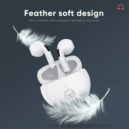 EKKO EARBEATS T03 TWS: 20-Hour Playback, Rich Sound, Twin Connect, Type C Charging, Siri & Google Assistant (White)