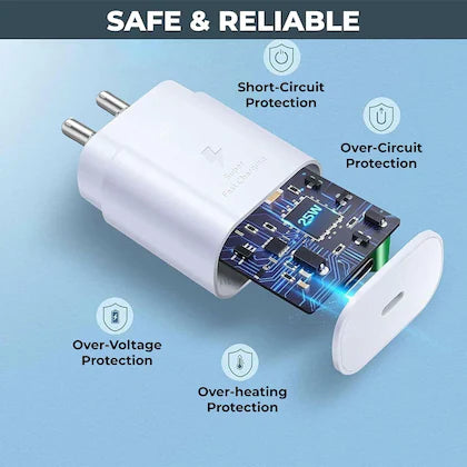 Digimate 45W Type- C to C Charger with 3Amp Cable Compatible with Samsung (Charger & Cable, White)