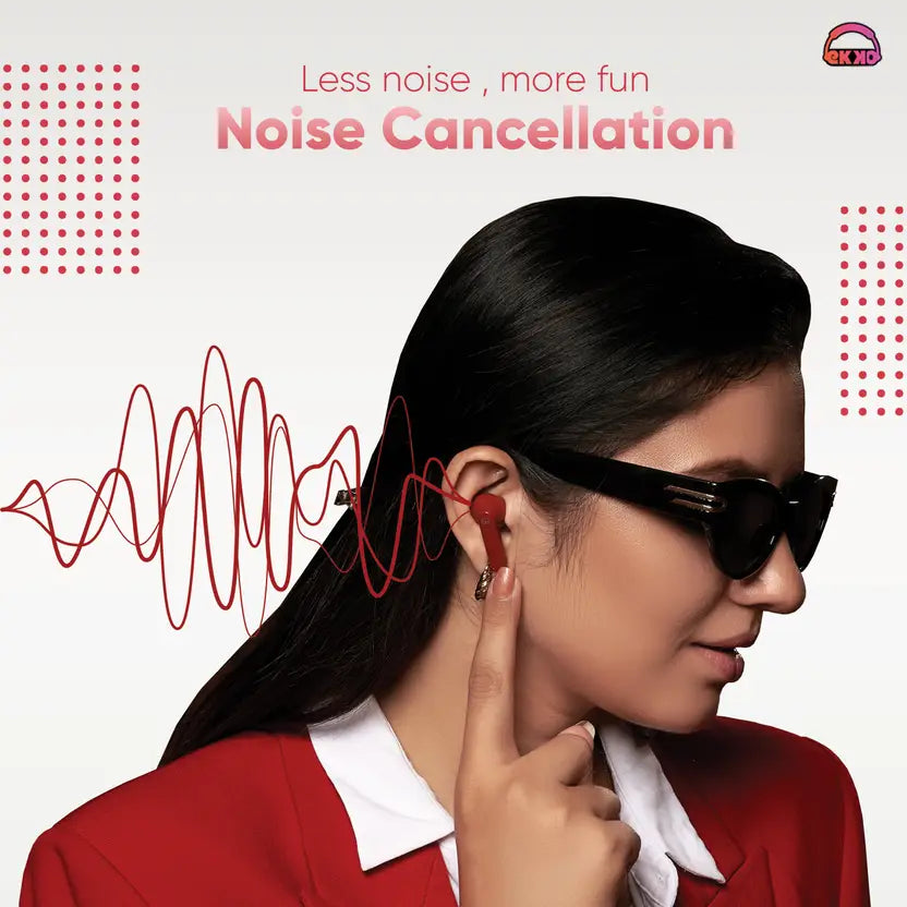 EKKO Earbeats T04 TWS: ENC Call Noise Cancellation, 50H Playtime, 10MM Driver, Twin Connect, Type-C Fast Charging, Siri & Google Assistant (Red)