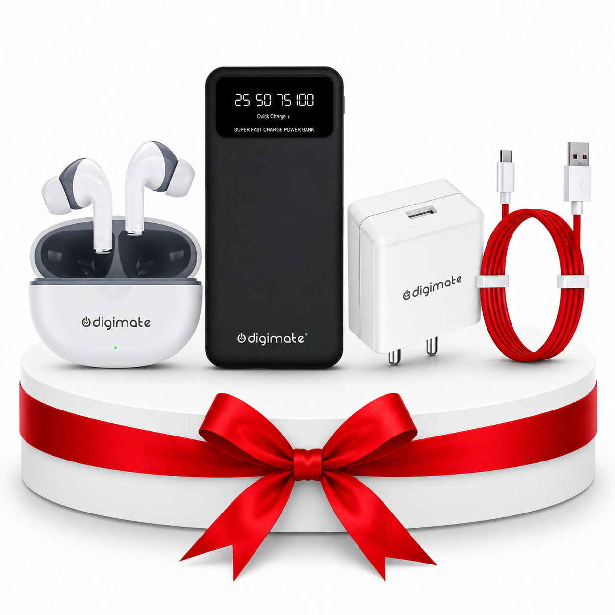 Digimate Magic Kit Combo | 65W Fast Charger + 10000mAh 22.5W Power Bank + Sargam TWS Earbuds | Fast Charging & Bluetooth Essentials