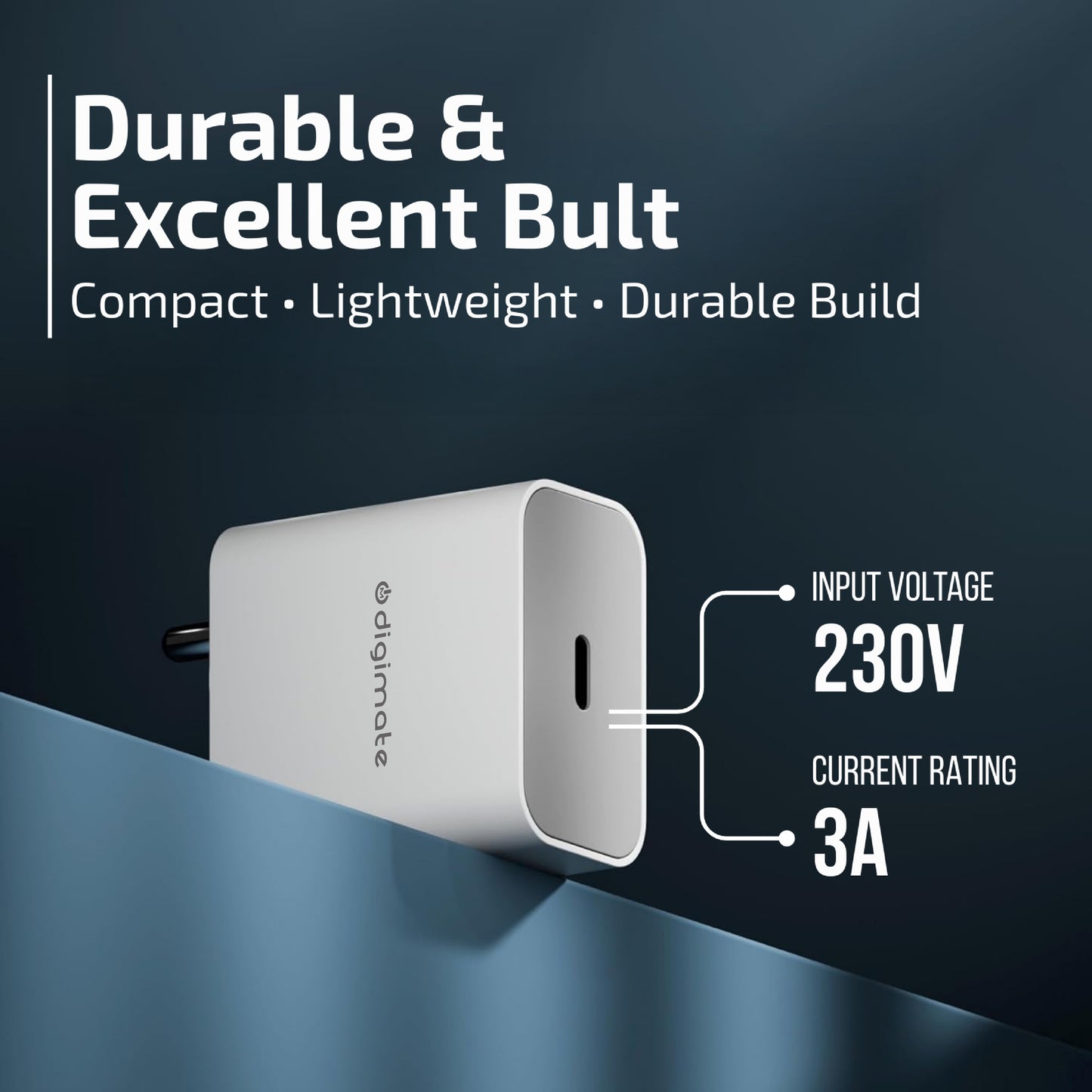 Digimate iPhone 20W PD Charger with Type-C to Type-C Cable Compatible for iPhone 14/15/16/17/Pro/Max (DG-ADP-1004, White)