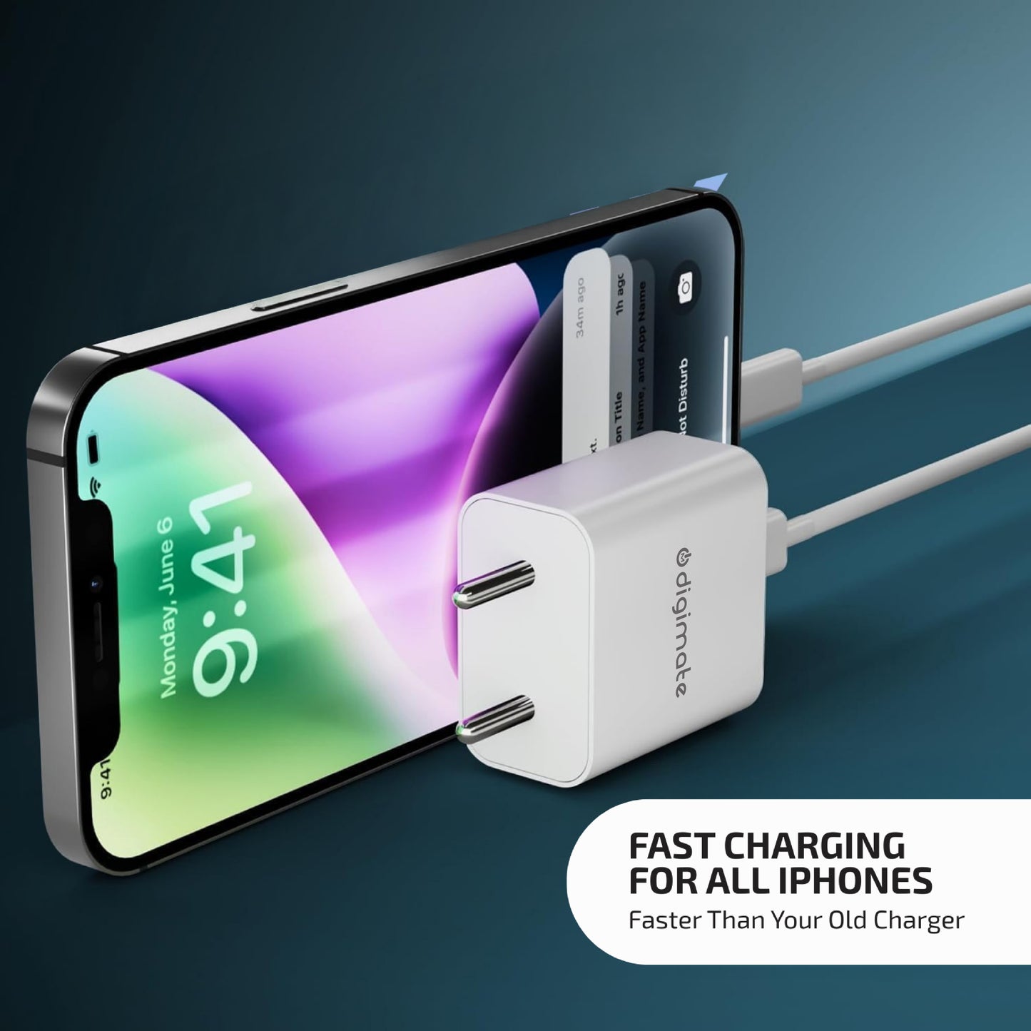 Digimate iPhone 20W Charger with Lightning Cable Compatible with iPhone 11/12/13/13 Max/ Pro Max (White)(DG-ADP-1004)