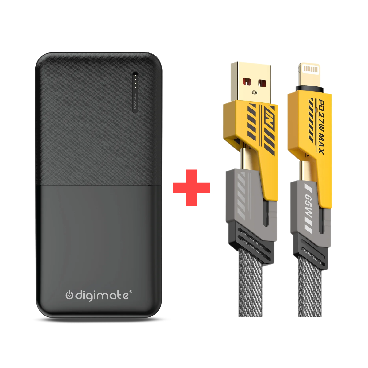 Combo of 2 Digimate 10000mAh Power Bank With 4 in 1 Braided 1 Meter Cable | Compatible with Android and iOS